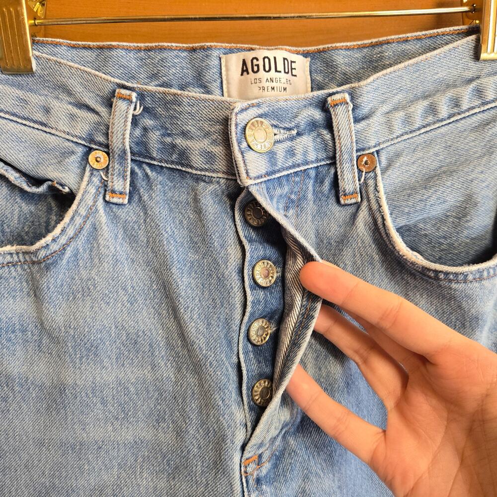 Anthropologie Agolde Remy High Rise Jean Straight Raw Hem Renewable Wash 24 Boho - Picture 4 of 7